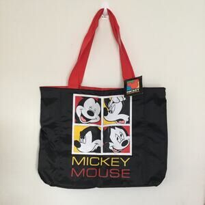 Mickey Mouse Tote Bag Vintage 90s Unlimited Nylon Canvas Black Waterproof